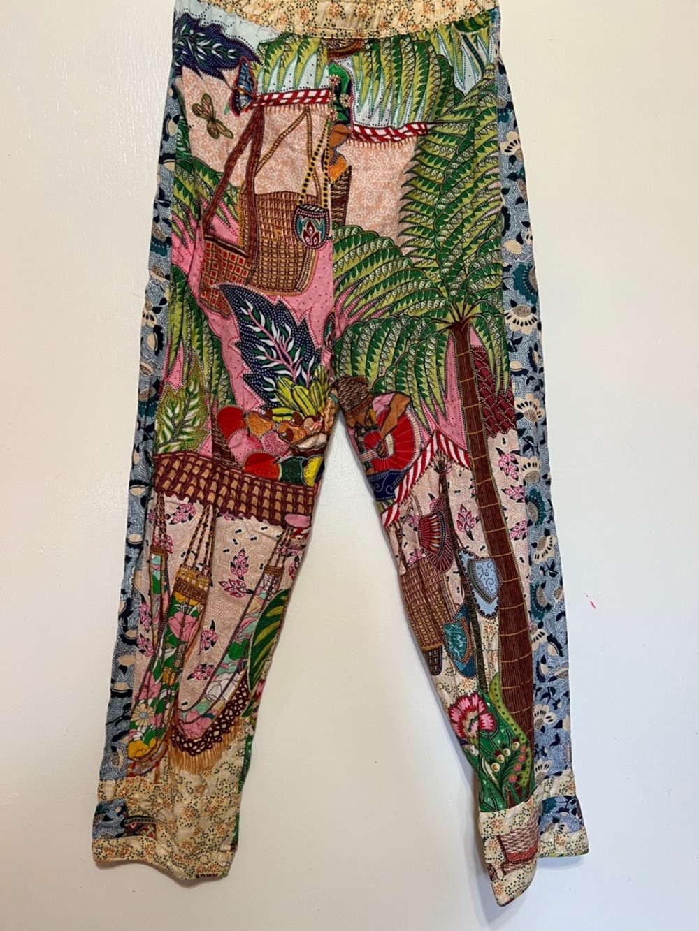 FARM Rio Tropical Basket-Print Drawstring Pants in Pink, Green, Blue - Picture 3 of 12